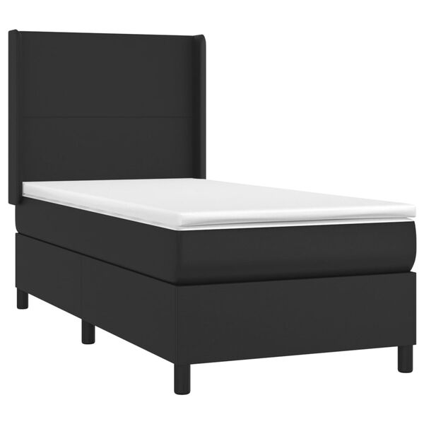 vidaXL Sommier &agrave; lattes de lit matelas et LED Noir 80x200cm Similicuir