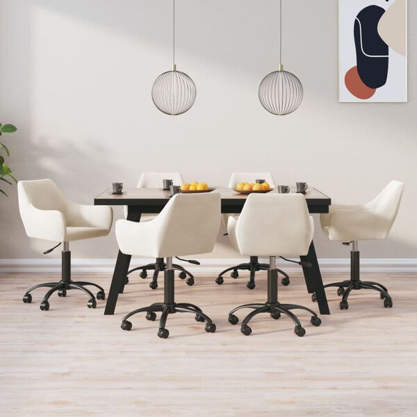 vidaXL Chaises pivotantes &agrave; manger lot de 6 Cr&egrave;me Velours