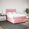 vidaXL Sommier &agrave; lattes de lit avec matelas Rose 140x200 cm Velours