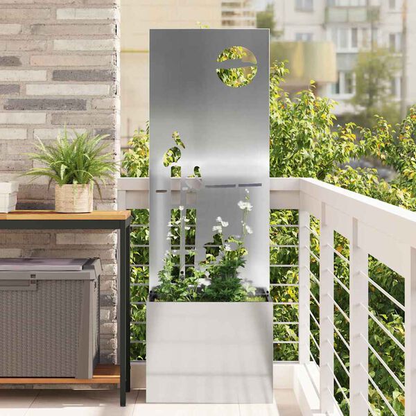 vidaXL &Eacute;cran de confidentialit&eacute; de jardin Fretwork Argent&eacute; 50 x 140 cm
