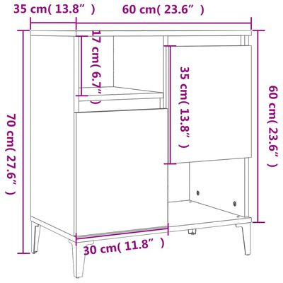 vidaXL Buffets 3 pcs gris béton 60x35x70 cm bois d'ingénierie