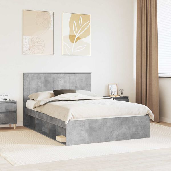 vidaXL Cadre de lit B&eacute;ton 140 x 200 cm Bois de pin massif