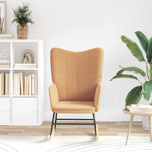 vidaXL Chaise &agrave; bascule Beige Tissu Sherpa