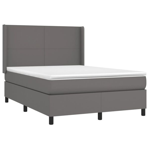 vidaXL Sommier &agrave; lattes de lit matelas LED Gris 140x200 cm Similicuir