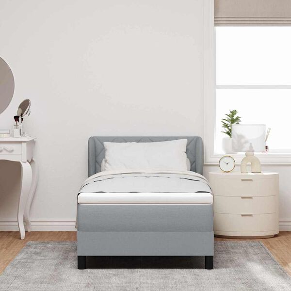vidaXL Lit &agrave; ressorts avec matelas Gris clair 90 x 190 cm tissu