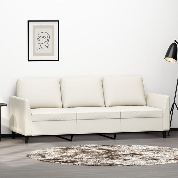 vidaXL Canap&eacute; &agrave; 3 places Cr&egrave;me 180 cm Similicuir