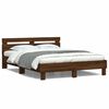 vidaXL Cadre de lit avec LED sans matelas ch&ecirc;ne marron 140x190 cm