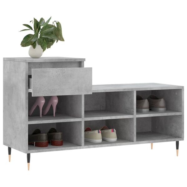 vidaXL Armoire &agrave; chaussures Gris b&eacute;ton 102x36x60 cm Bois d'ing&eacute;nierie