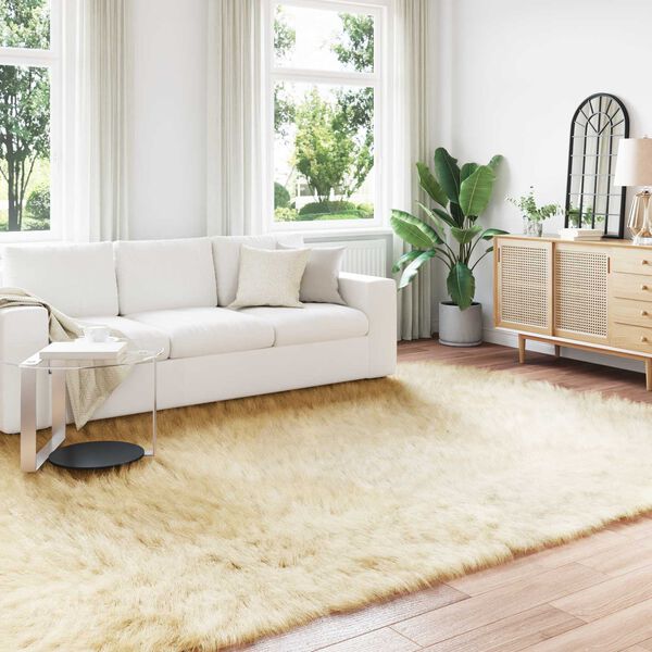 vidaXL Tapis en fausse Tafalla Cr&egrave;me 200 x 280 cm Polyester