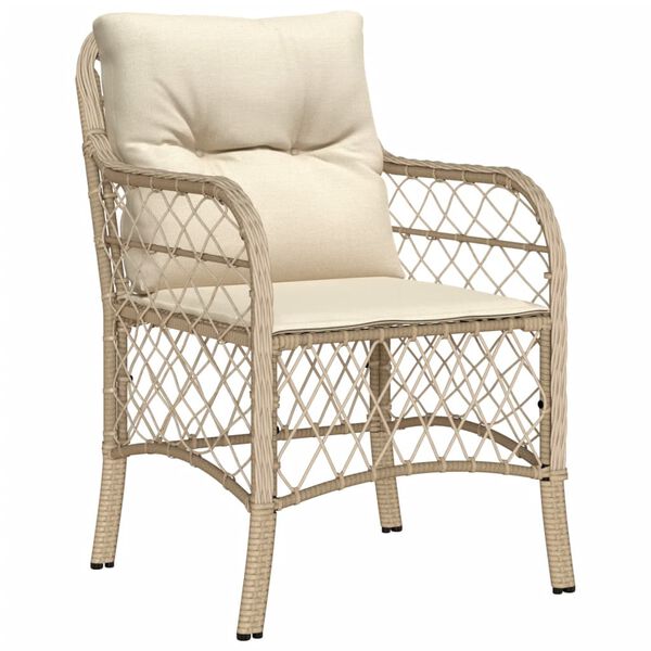 vidaXL Ensemble de bistro 3 pcs avec coussins beige r&eacute;sine tress&eacute;e