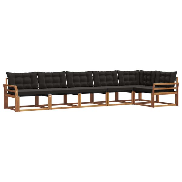 vidaXL Ensemble de canap&eacute;s d'ext&eacute;rieur 6 pcs Naturel et Noir