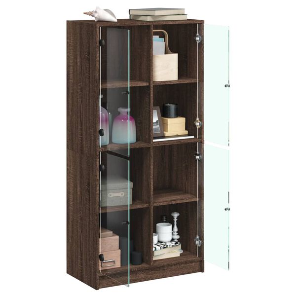 vidaXL Buffet haut avec portes ch&ecirc;ne marron bois d'ing&eacute;nierie