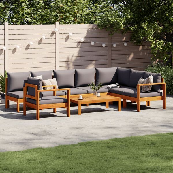 vidaXL Salon de jardin avec coussins 6 pcs bois d'acacia solide