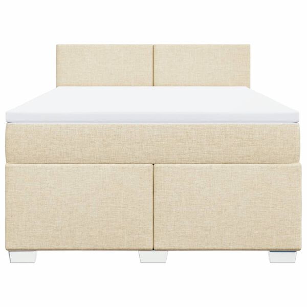 vidaXL Sommier &agrave; lattes de lit avec matelas Cr&egrave;me 140x190 cm Tissu