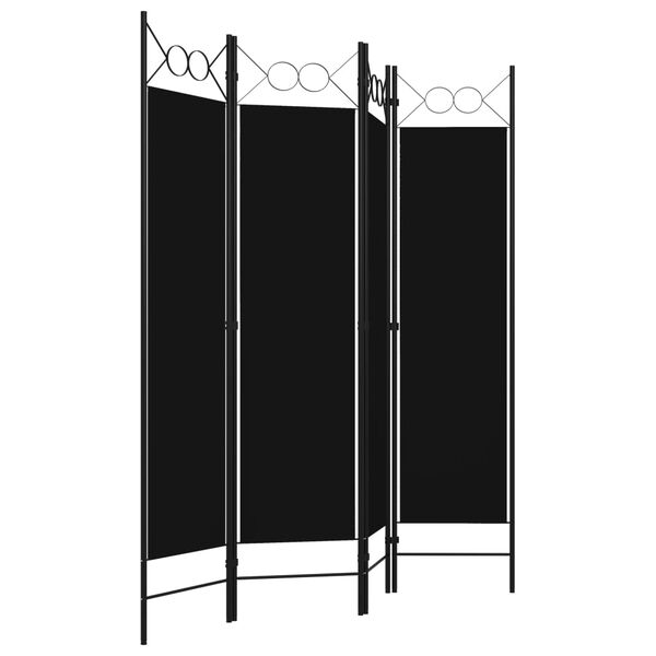 vidaXL Cloison de s&eacute;paration 4 panneaux Noir 160 x 180 cm