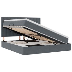 vidaXL Lit avec rangement et matelas Gris fonc&eacute; 160 x 200 cm Velours