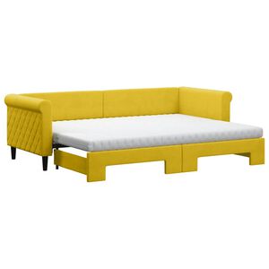 vidaXL Lit de jour avec lit gigogne et matelas jaune 80x200 cm velours