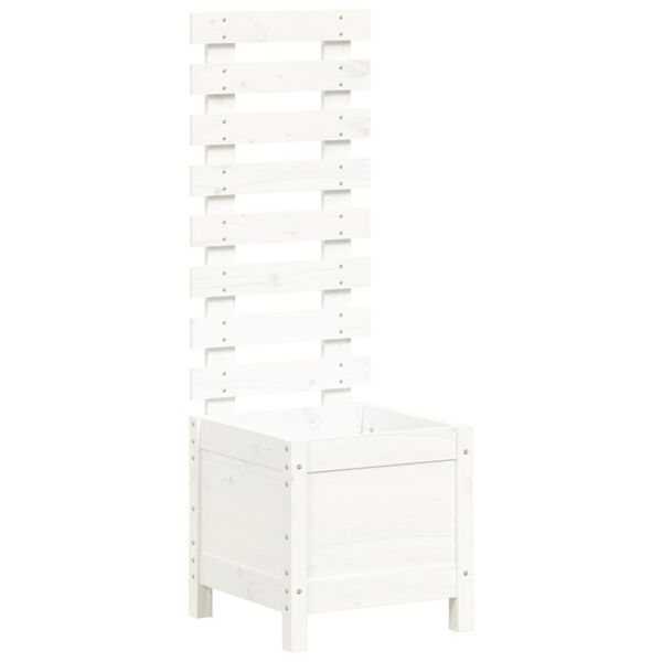 vidaXL Jardini&egrave;re avec support blanc 39x39,5x114 cm bois de pin massif