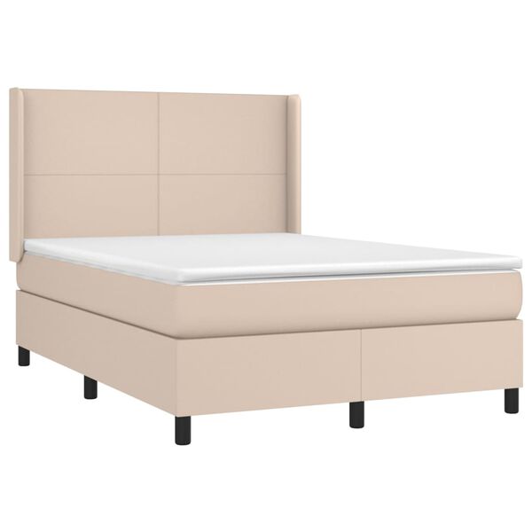 vidaXL Sommier &agrave; lattes de lit matelas LED Cappuccino 140x200 cm