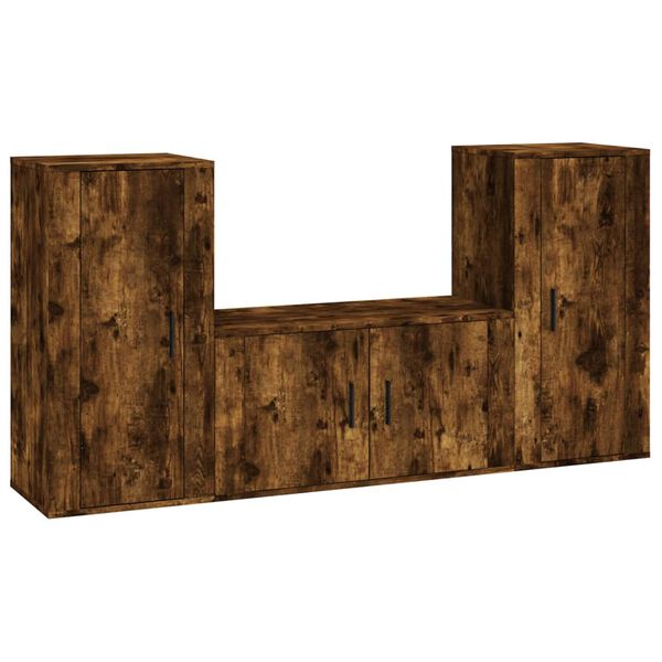 vidaXL Ensemble de meubles TV 3 pcs Ch&ecirc;ne fum&eacute; Bois d'ing&eacute;nierie
