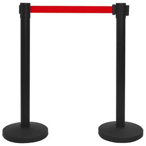vidaXL Colonne avec bande de barri&egrave;re d'a&eacute;roport Inox Noir