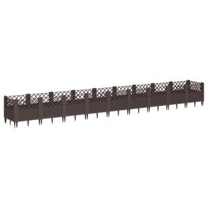 vidaXL Jardini&egrave;re avec piquets marron 363,5x43,5x43,5 cm PP