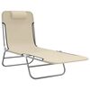vidaXL Chaises longues pliables lot de 2 cr&egrave;me textil&egrave;ne et acier