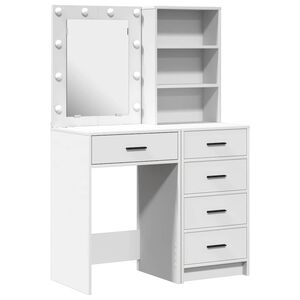 vidaXL Table de Toilette 2 pc Blanc 50 x 41 x 135 cm Bois d'ing&eacute;nierie