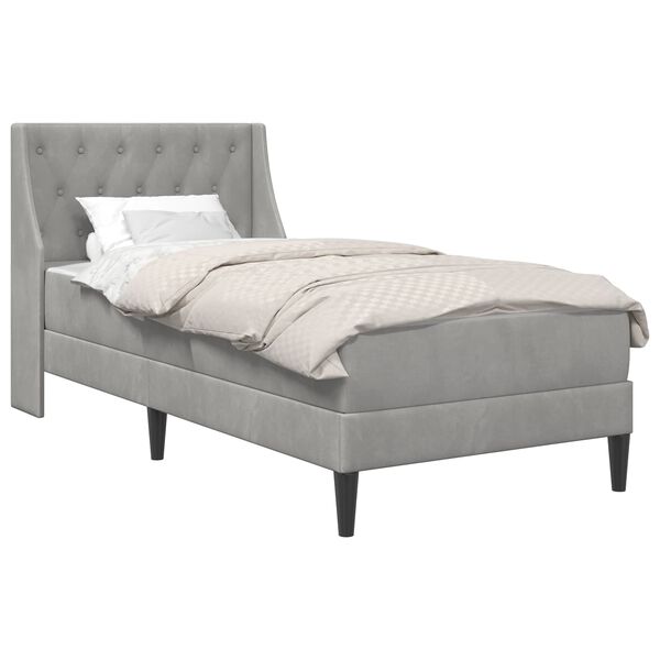 vidaXL Cadre de lit avec matelas Gris clair 80 x 200 cm Velours