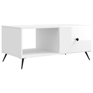 vidaXL Table basse Blanc brillant 90 x 50 x 40 cm Bois d'ing&eacute;nierie