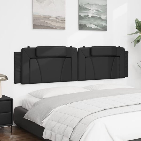 vidaXL Coussin de t&ecirc;te de lit Viana noir 200 cm similicuir