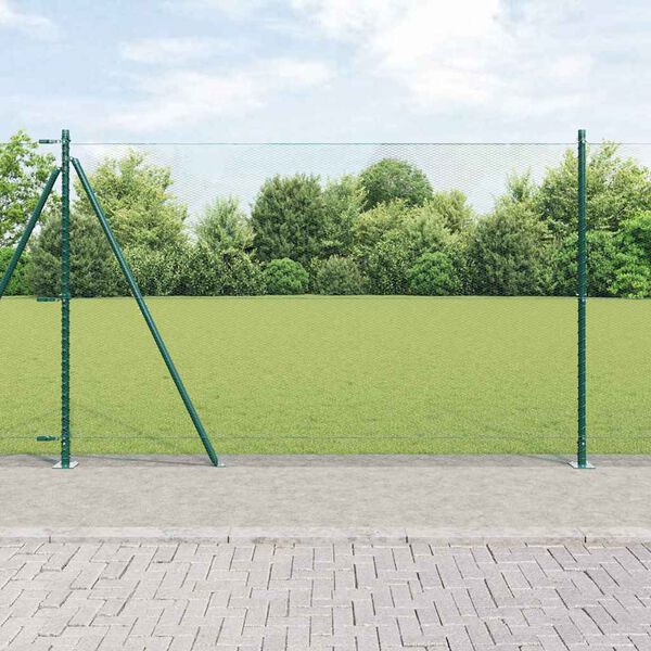 vidaXL Clôture avec poteaux Vert 1.4 x 10 m Acier recouvert de PVC