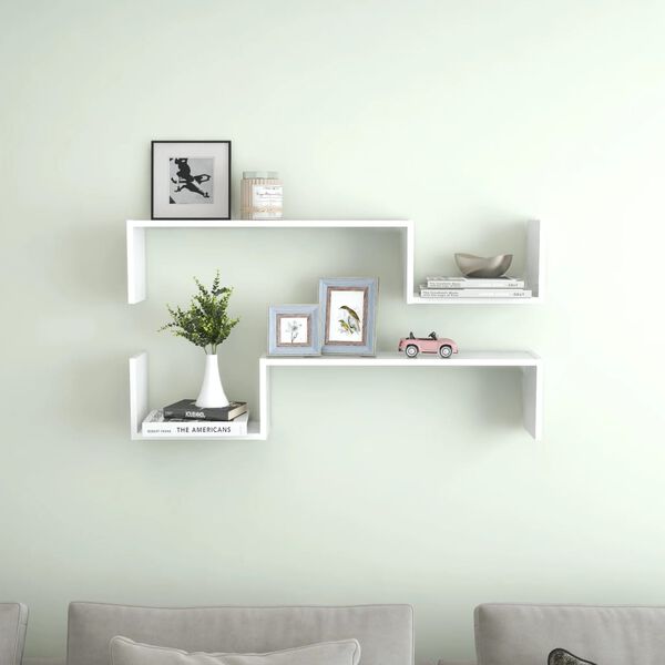 vidaXL &Eacute;tag&egrave;res murales 2 pcs blanc 100x15x20 cm bois d'ing&eacute;nierie