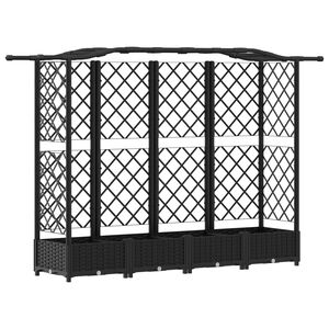 vidaXL Lit &Eacute;lev&eacute; avec Treillis et Toit Noir 203,5 x 40 x 123 cm PP