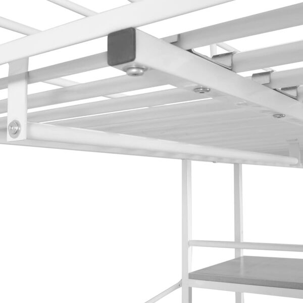vidaXL Lit superpos&eacute; avec bureau Blanc et marron M&eacute;tal 90x200 cm