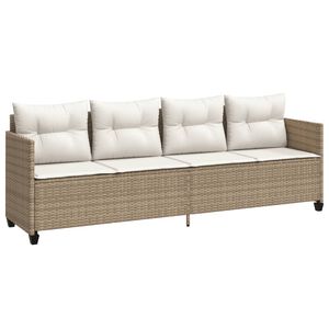 vidaXL Chaise longue avec coussins beige r&eacute;sine tress&eacute;e