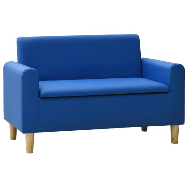 vidaXL Canap&eacute; &agrave; 2 places pour enfants Bleu Similicuir