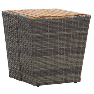 vidaXL Table &agrave; th&eacute; gris 41,5x41,5x43cm r&eacute;sine tress&eacute;e et bois d'acacia