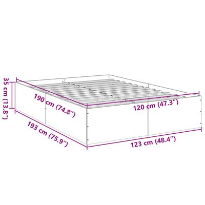 vidaXL Cadre de lit chêne fumé 120x190 cm bois d'ingénierie