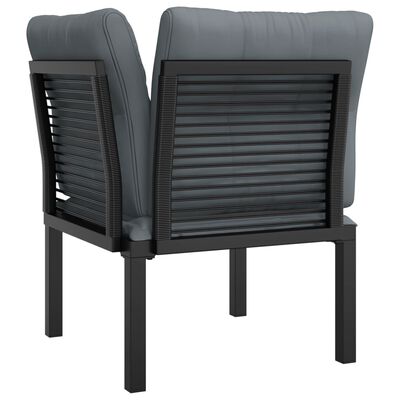 vidaXL Chaise d'angle de jardin avec coussins noir/gris résine tressée