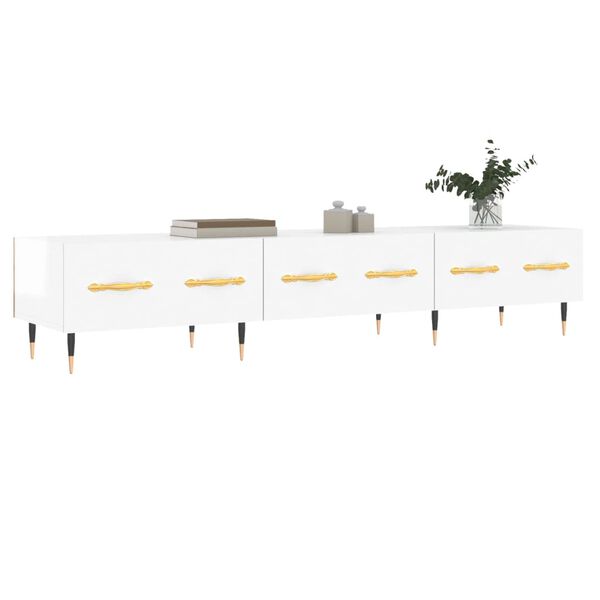 vidaXL Meuble TV blanc brillant 150x36x30 cm bois d'ing&eacute;nierie