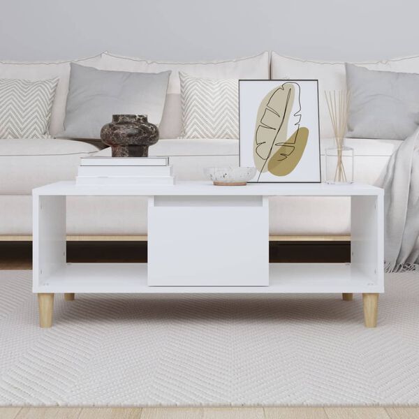 vidaXL Table basse Blanc 90x50x36,5 cm Bois d'ing&eacute;nierie