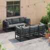 vidaXL Ensemble de canap&eacute; de jardin avec coussin 7 pcs Noir Aluminium