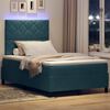 vidaXL Lit &agrave; ressort LED avec matelas Bleu fonc&eacute; 120 x 200 cm tissu