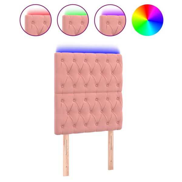 vidaXL T&ecirc;te de lit &agrave; LED Rose 80x7x118/128 cm Velours