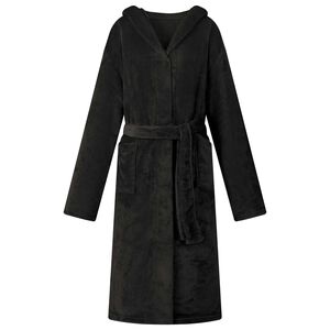 vidaXL Peignoir avec capuche Noir xxxl Flanelle
