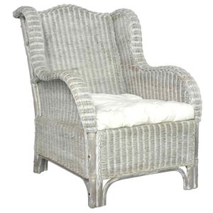 vidaXL Canap&eacute; avec coussin Gris Rotin naturel et lin