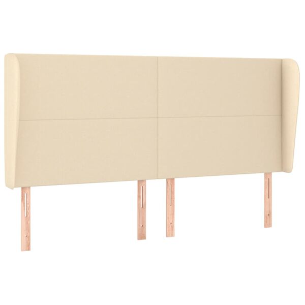 vidaXL T&ecirc;te de lit avec oreilles Cr&egrave;me 183x23x118/128 cm Tissu