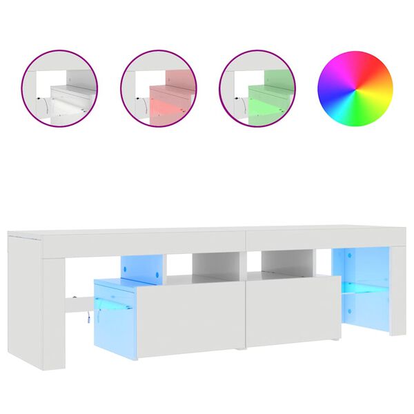 vidaXL Meuble TV avec lumières LED Blanc brillant 140x36,5x40 cm