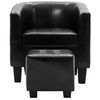 vidaXL Chaise cabriolet avec repose-pied Noir Similicuir
